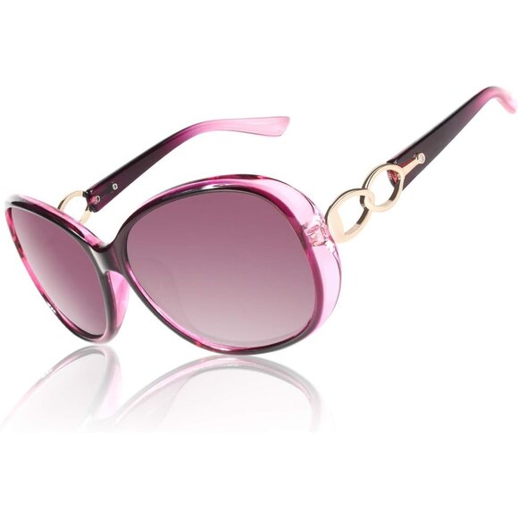 🆕 Women Purple Trendy Oversized Sunglasses Ladies Polarized Big Frame Shades - Picture 1 of 6